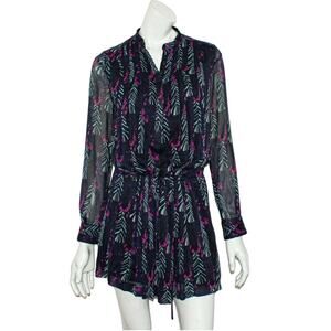 ANTIK BATIK Small Flint Mini Dress Silk Blue Black Print